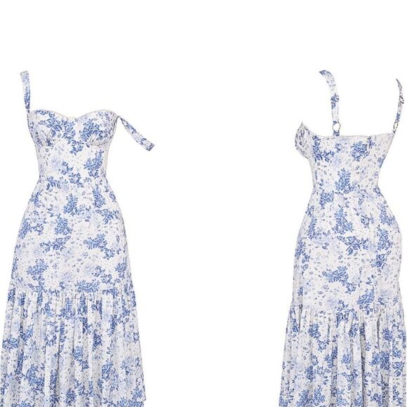 HOUSE OF CB 'Elia' Blue Print Midi Sundress NWT - Picture 5 of 9